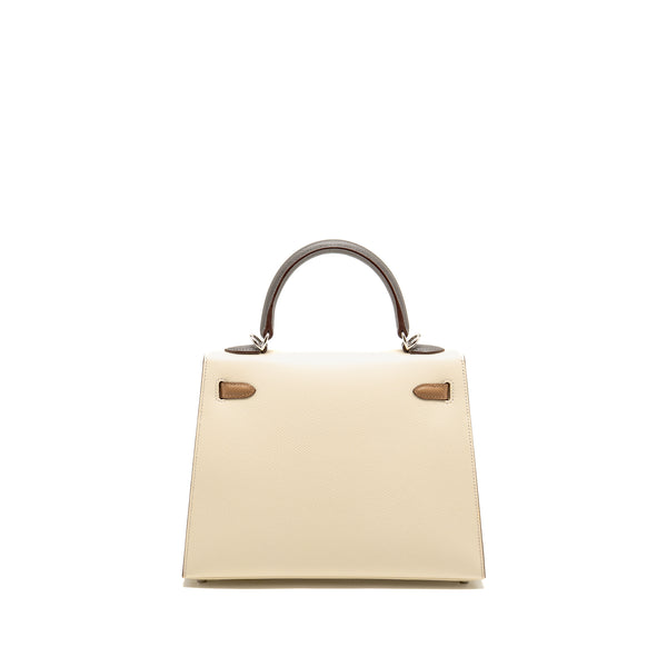 Hermes Kelly 25 Epsom Nata/Chai/Gris Meyer SHW Stamp U