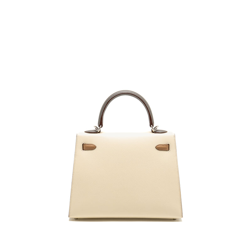 Hermes Kelly 25 Epsom Nata/Chai/Gris Meyer SHW Stamp U