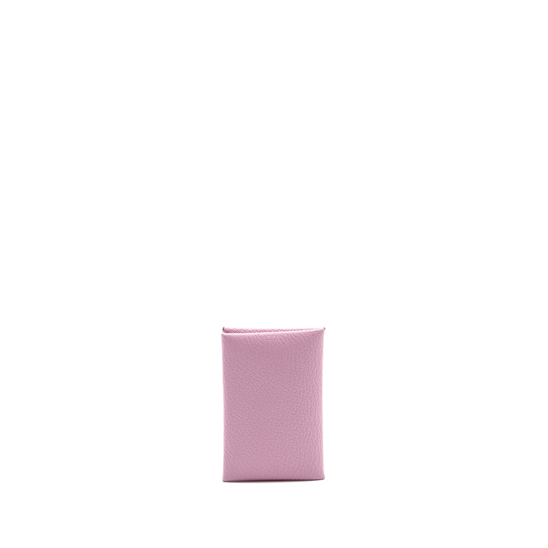 Hermes Calvi Card Holder Chèvre Mysore Mauve Sylvestre SHW Stamp D