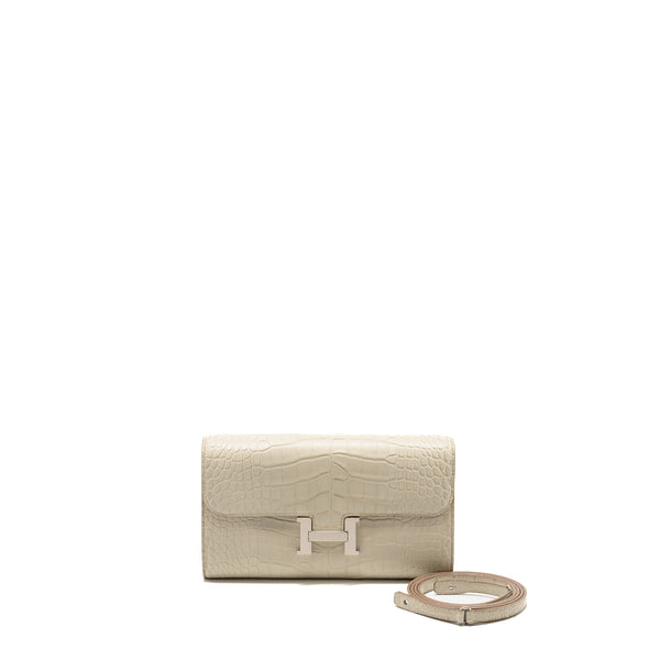 Hermes Constance to go Matte alligator Mississippiensis 8L beton SHW stamp U