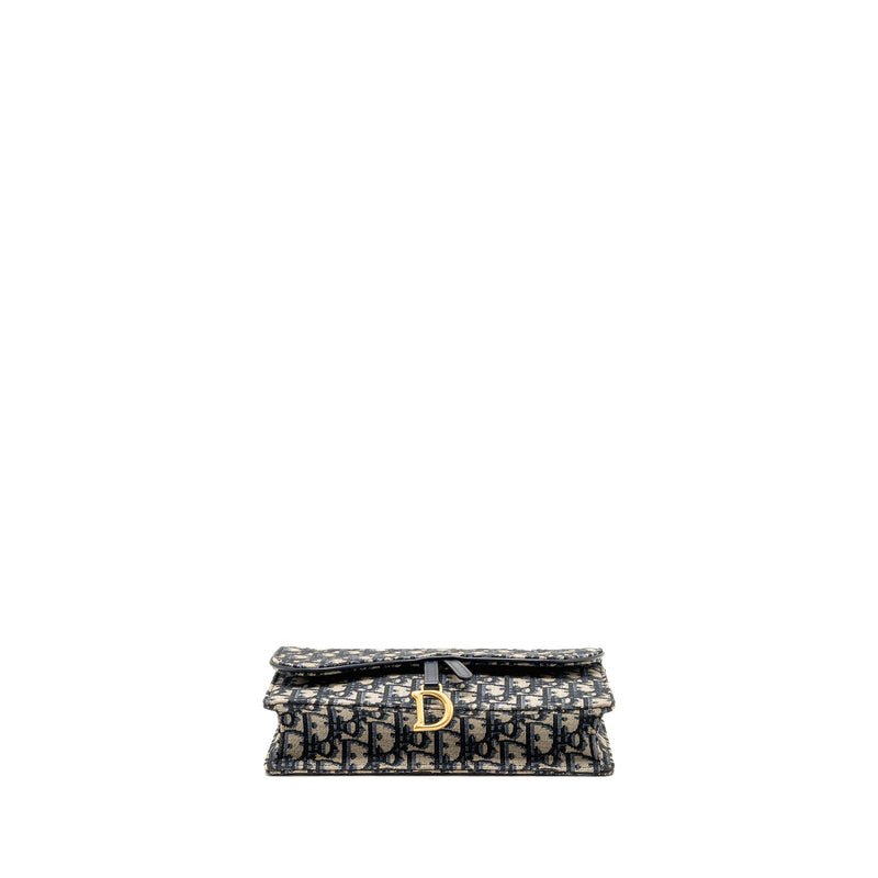 DIOR Saddle Pouch Dior Oblique Canvas Blue GHW