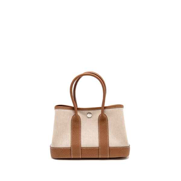 Hermes Garden Party 23 Canvas/Negonda Ecru-Beige/Gold SHW Stamp K