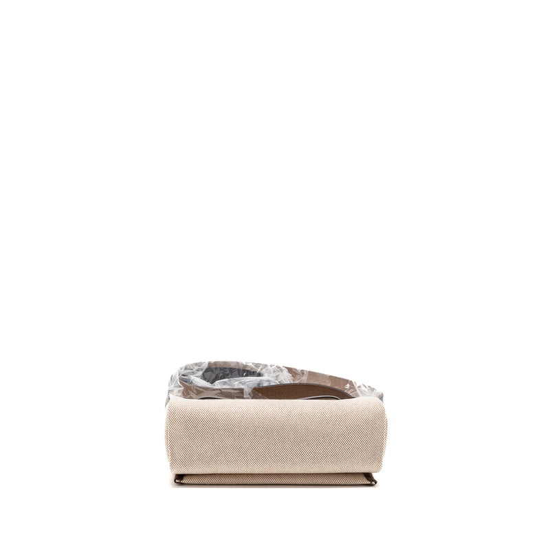 Hermes Herbag Mini Canvas/Hunter Leather Ecru-Beige/Ebene SHW Stamp K