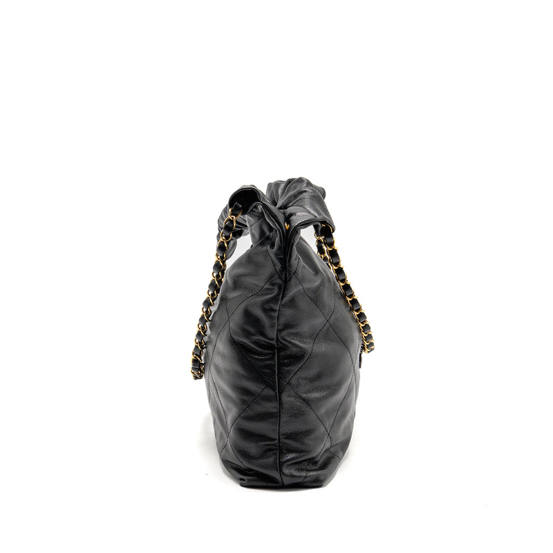 Chanel 23K Small 22 Bag Black Letter Caviar Black GHW (Microchip)