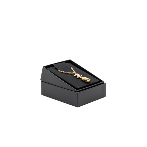 Chanel Pearl CC Pendant with Crystal Drop Necklace Gold Tone