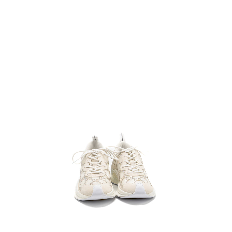 Gucci Size 36.5 Gucci Run Sneakers GG Crystal Mesh White