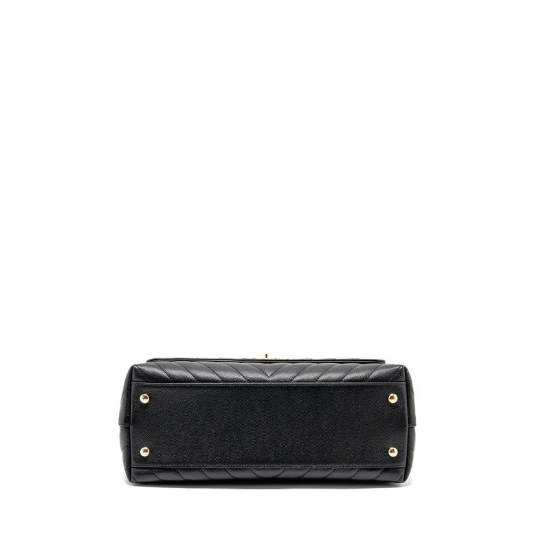 Chanel Medium Chevron Coco Handle Caviar Black / burgundy handle LGHW