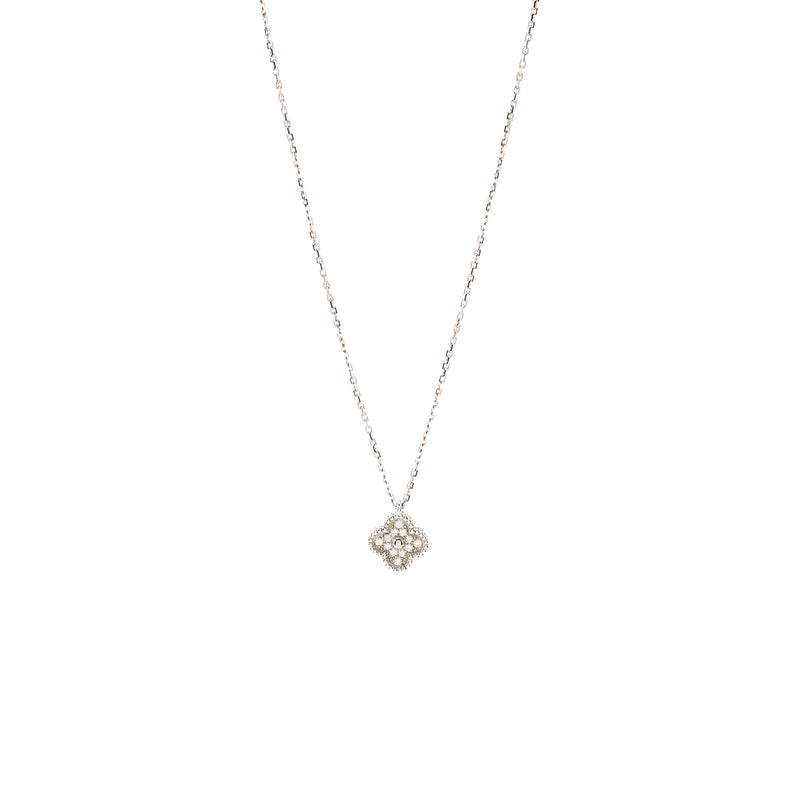Van Cleef& Arpels Sweet Alhambra Pendant White Gold Diamonds