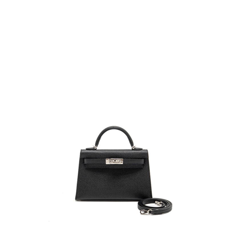 Hermes Mini Kelly II Epsom Black SHW Stamp K