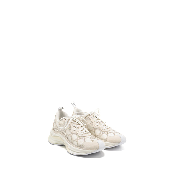 Gucci Size 36.5 Gucci Run Sneakers GG Crystal Mesh White