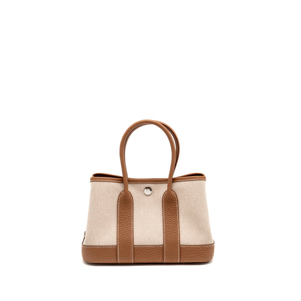 Hermes Garden Party 23 Canvas/Negonda Ecru-Beige/Gold SHW Stamp K