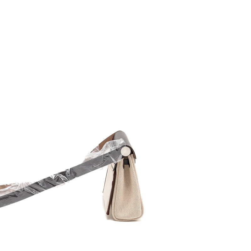 Hermes Herbag Mini Canvas/Hunter Leather Ecru-Beige/Ebene SHW Stamp K