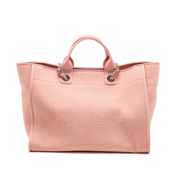 Chanel Devauille Tote Bag Canvas/Leather Pink/White SHW (Microchip)