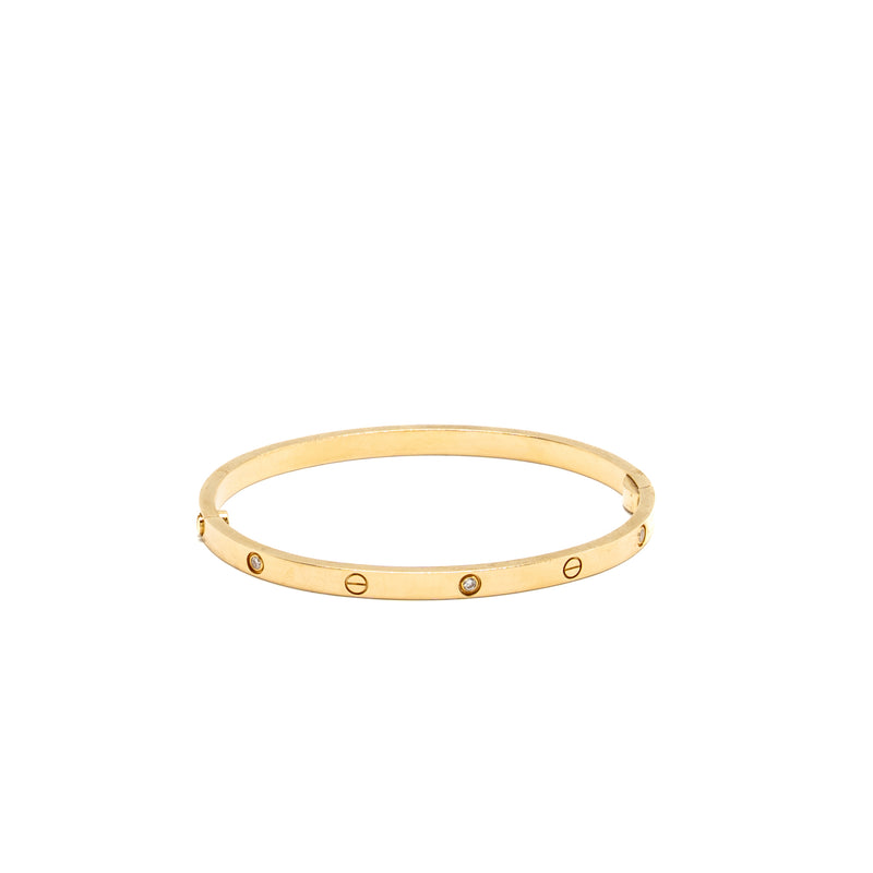 Cartier size 16 love bracelet small model yellow gold 6 diamonds