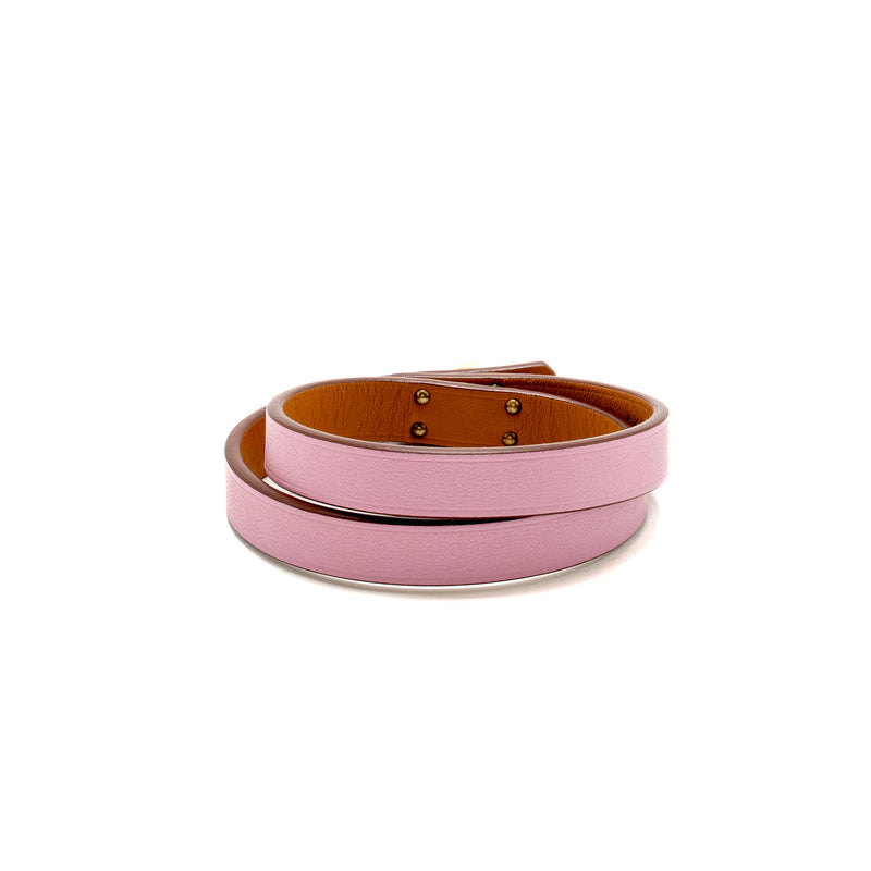 Hermes Size T3 Mini Kelly Double Tour Bracelet Swift Mauve Sylvestre RGHW Stamp Z