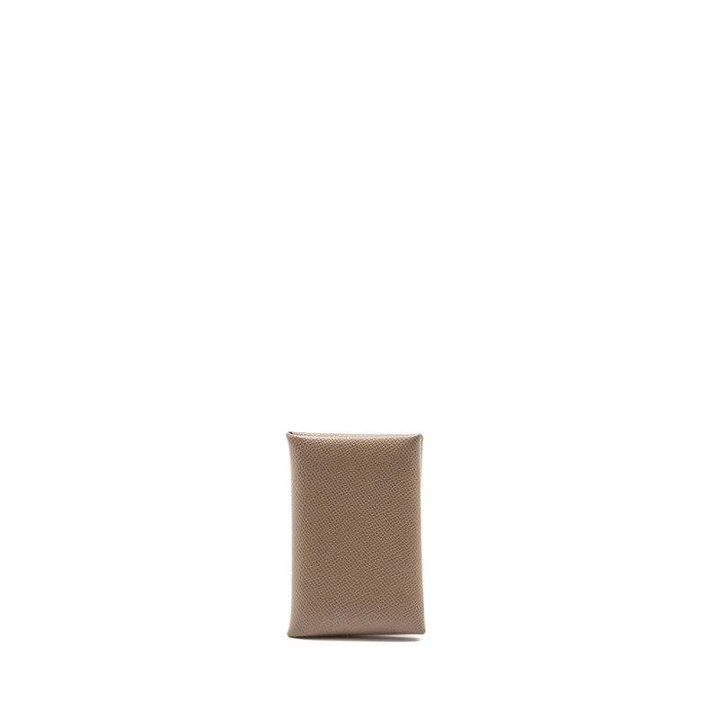 Hermes Calvi Card Holder Epsom Etoupe SHW Stamp W