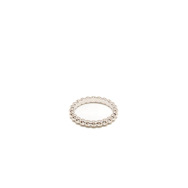 Van Cleef and Arpels Size 52 Perlee Pearls of gold ring medium model white gold
