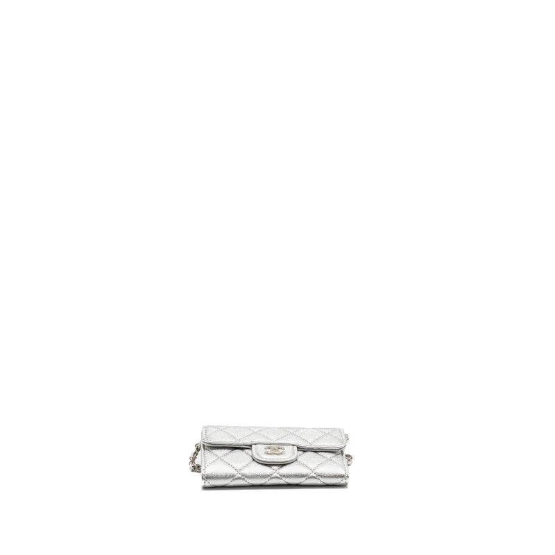 Chanel mini flap belt bag lambskin silver SHW