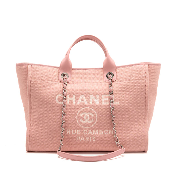 Chanel Devauille Tote Bag Canvas/Leather Pink/White SHW (Microchip)