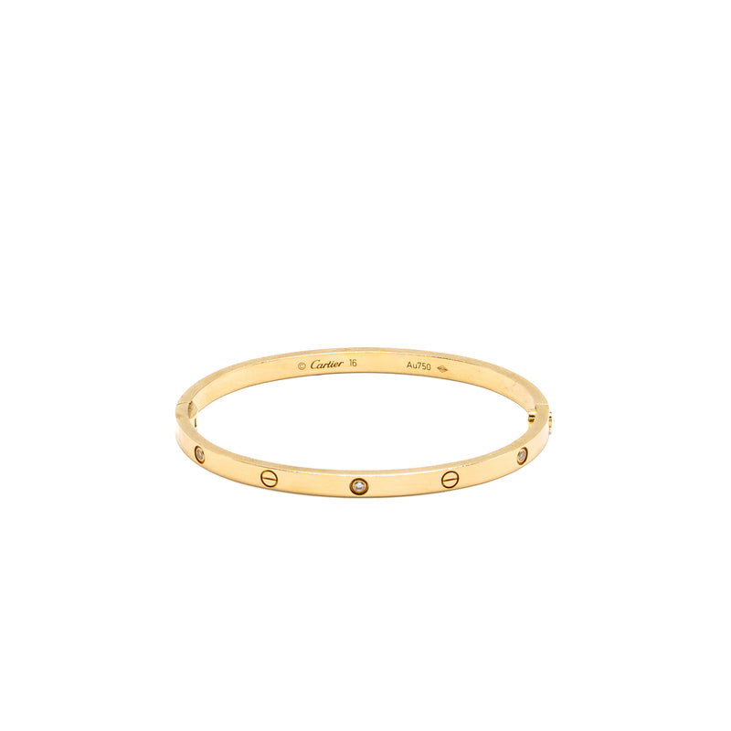 Cartier size 16 love bracelet small model yellow gold 6 diamonds