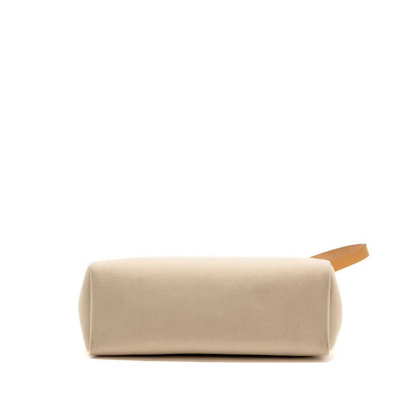 Hermes herbag 31 zip bag canvas/Hunter leather beton/nata SHW stamp U