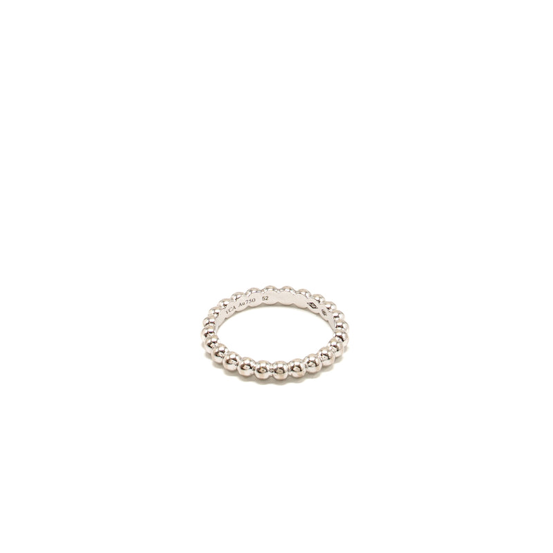 Van Cleef and Arpels Size 52 Perlee Pearls of gold ring medium model white gold