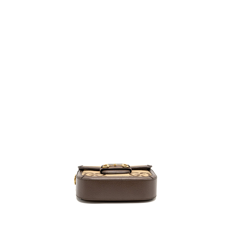 Gucci Horsebit 1955 small shoulder bag giant GG supreme canvas beige/b