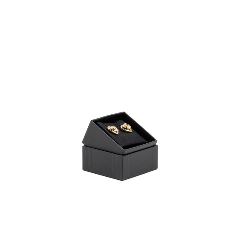 Chanel Heart and CC earrings light gold tone