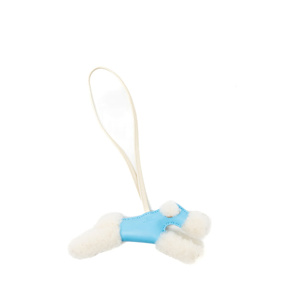 Hermes Budy Shearing Bag Charm wool/Lambskin ecru/cele/craie stamp K