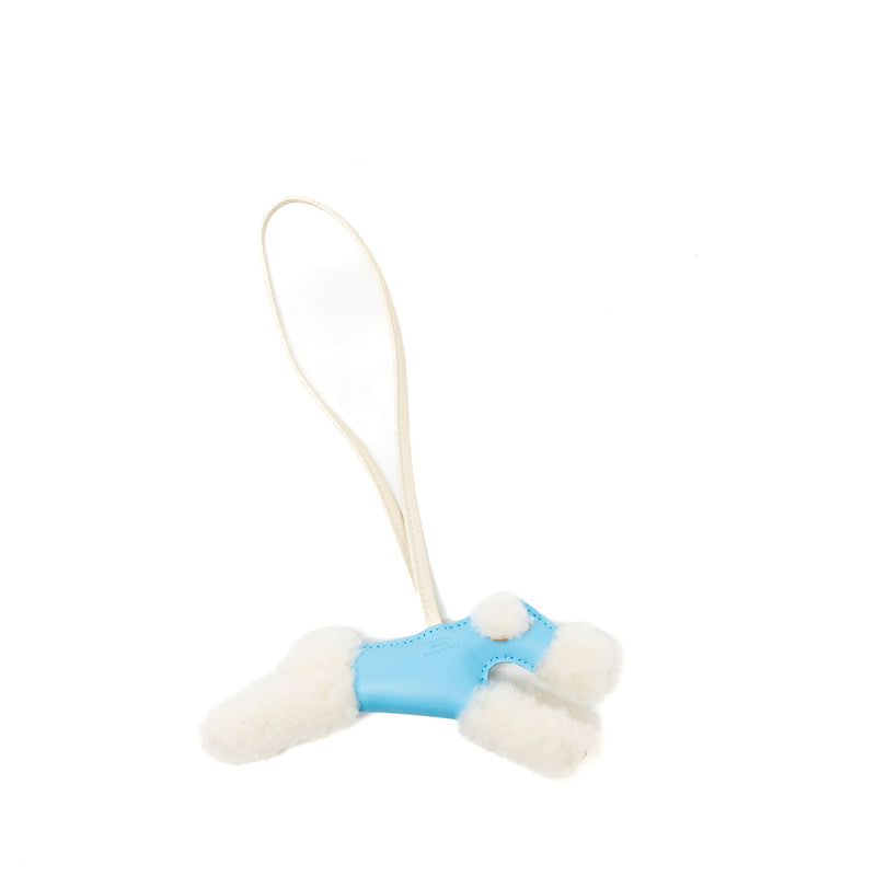 Hermes Budy Shearing Bag Charm wool/Lambskin ecru/cele/craie stamp K