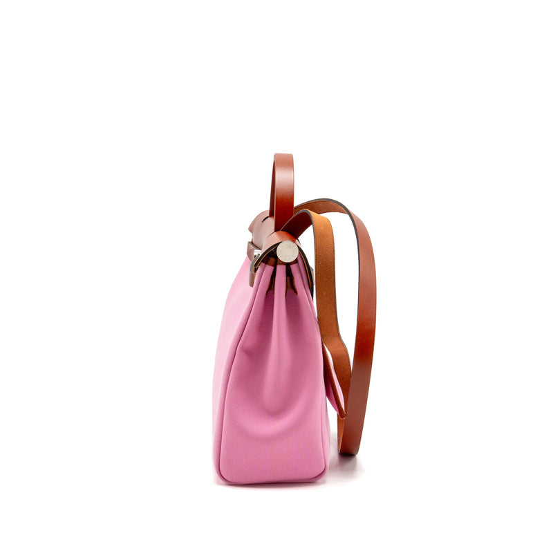 Hermes Herbag 31 Zip Bag Canvas/Hunter Leather Pink/Cuivre SHW Stamp Y