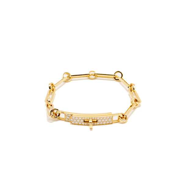 Hermes size SH kelly chaine bracelet,  small model yellow gold with diamonds