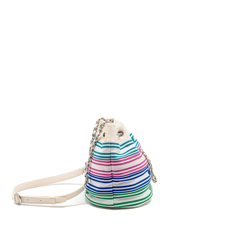 Chanel Venice Biarritz Drawstring Bucket Bag Fabric/Lambskin White/Multicolour SHW