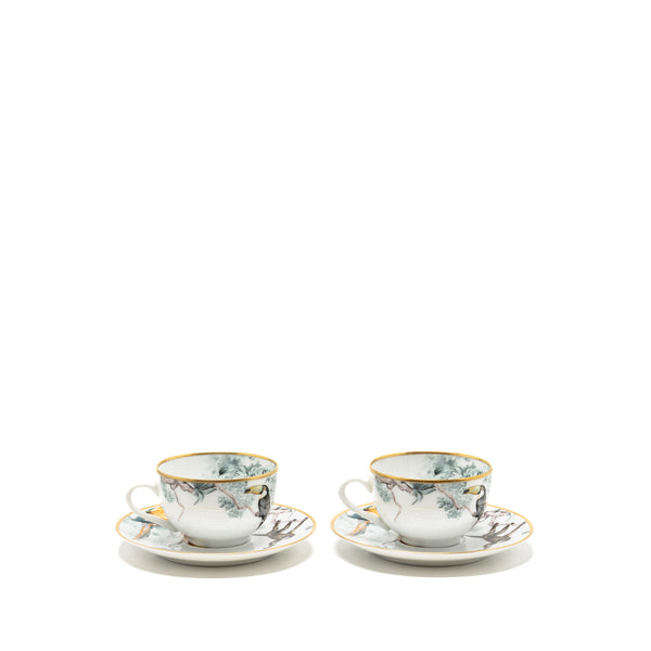 Hermes Carnets d’Equateur Tea Cup and Saucer Porcelain Multicolour (Sell in A Set)