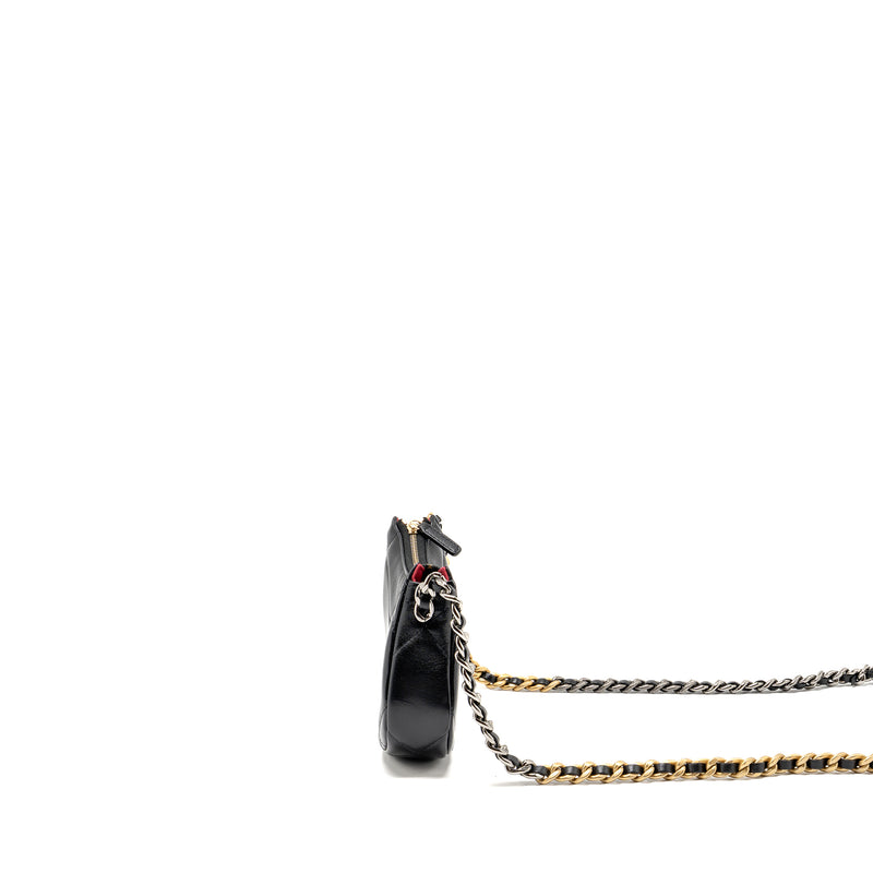 Chanel 19 crossbody hobo lambskin black multicolour hardware (microchip)
