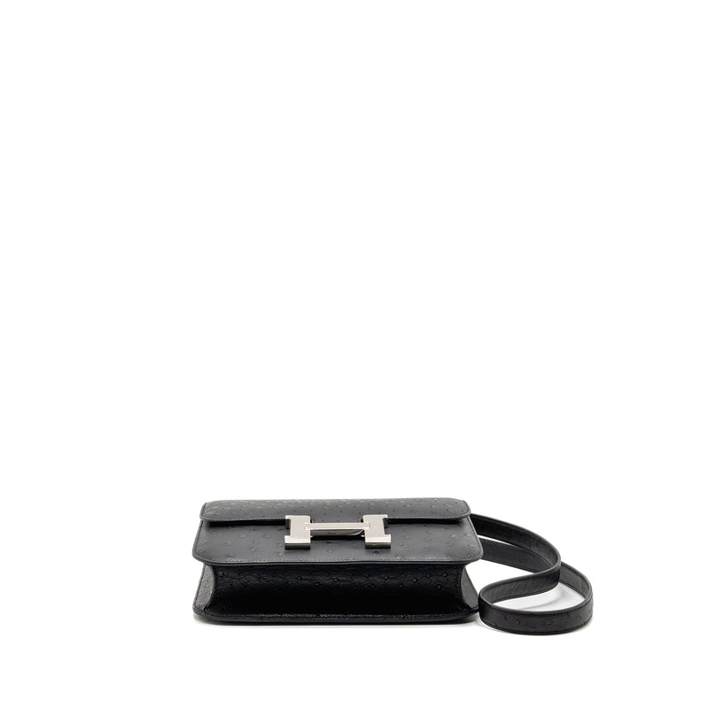 Hermes Constance 24 Ostrich Black SHW Stamp K