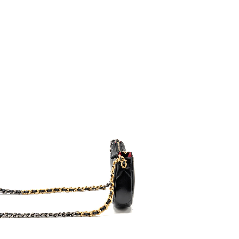 Chanel 19 crossbody hobo lambskin black multicolour hardware (microchip)
