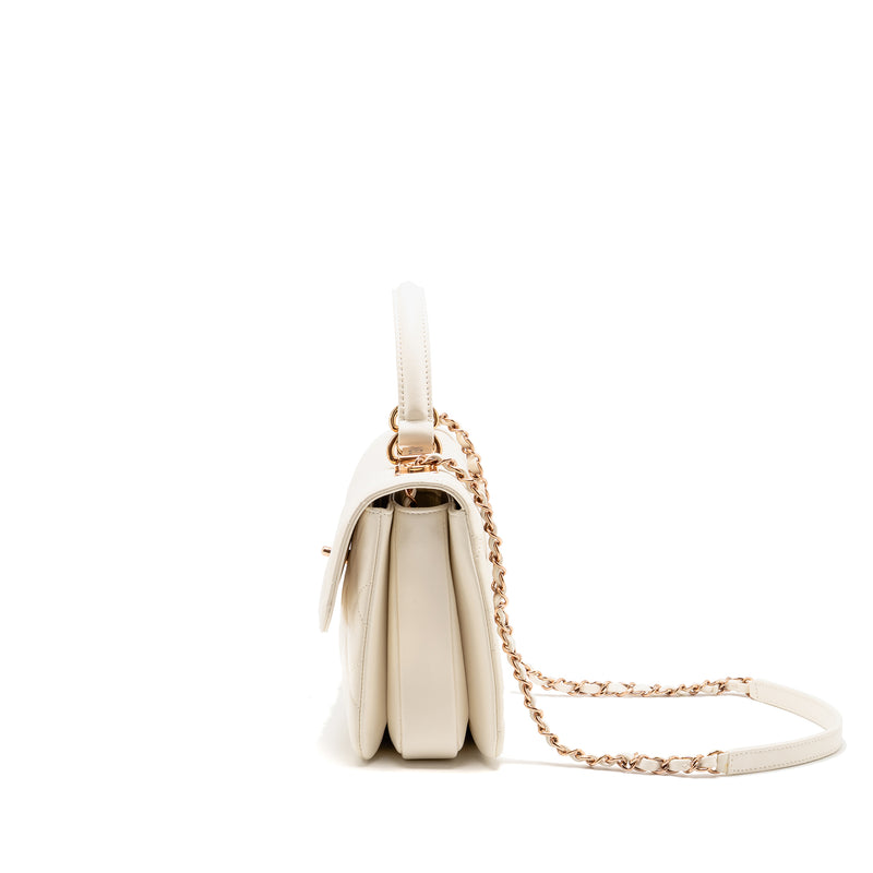 Chanel Top Handle Trendy CC Flap Bag Lambskin White RGHW (microchip)