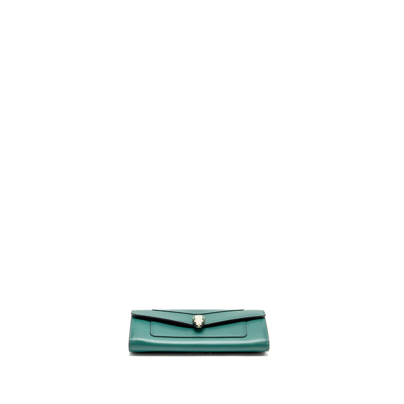 Bvlgari serpenti flap wallet with chain calfskin green LGHW