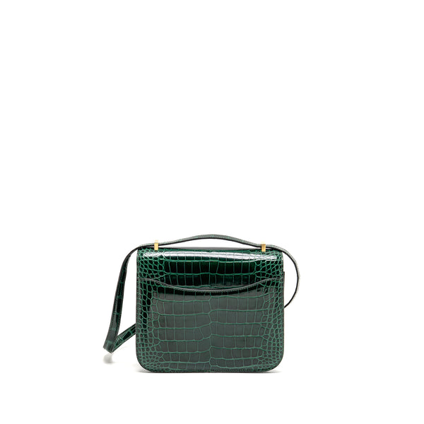 Hermes mini constance shiny alligator mississippiensis vert force GHW stamp U