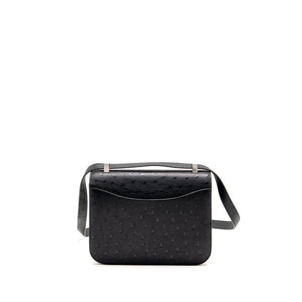 Hermes Constance 24 Ostrich Black SHW Stamp K