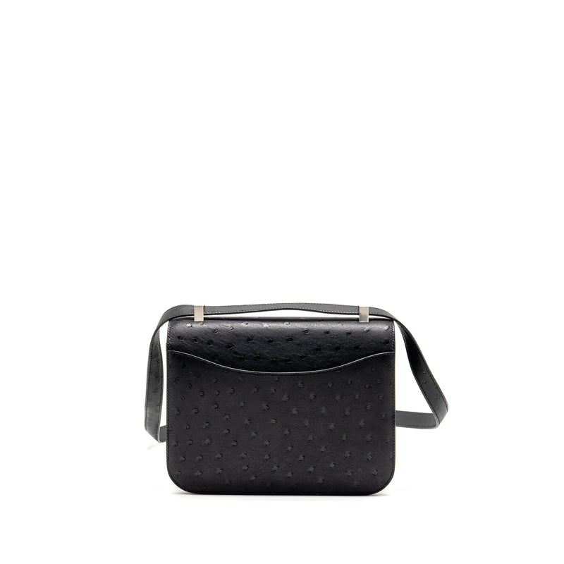 Hermes Constance 24 Ostrich Black SHW Stamp K