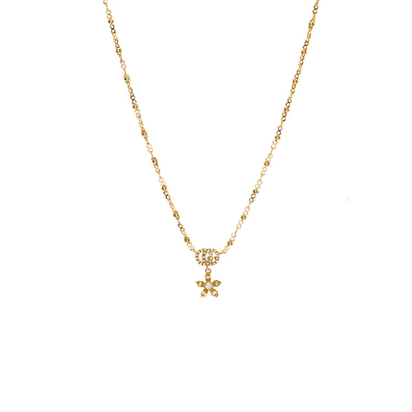 Gucci Double G and Flower Pendant Yellow Gold, Diamonds