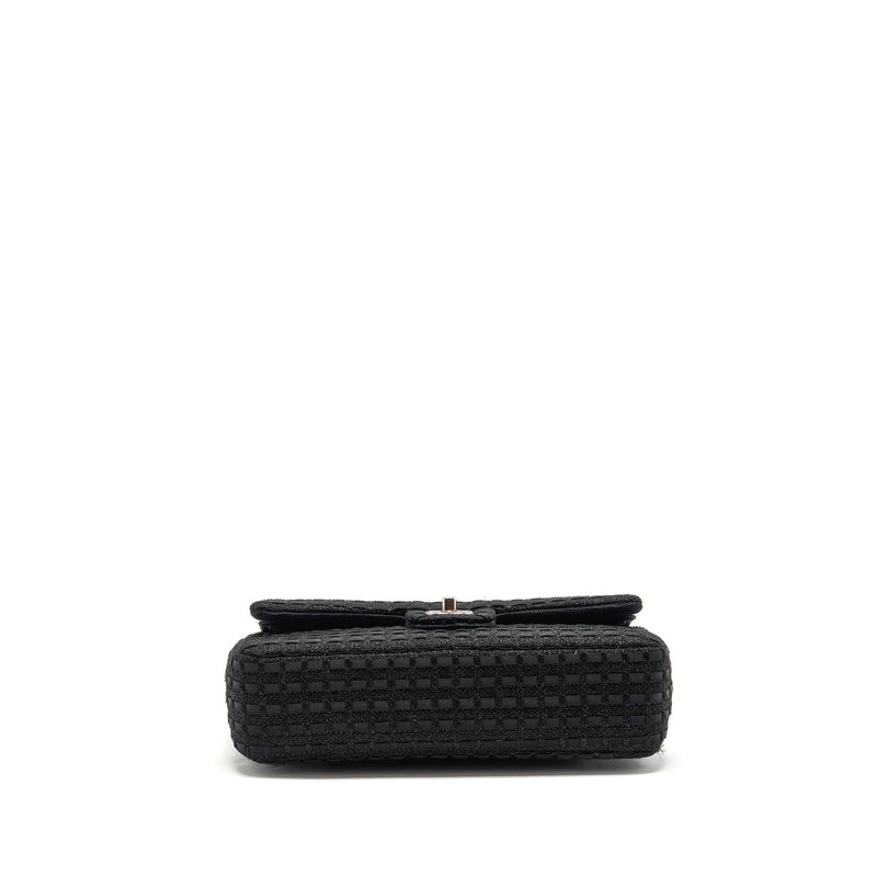 Chanel Medium Classic double flap bag tweed black SHW