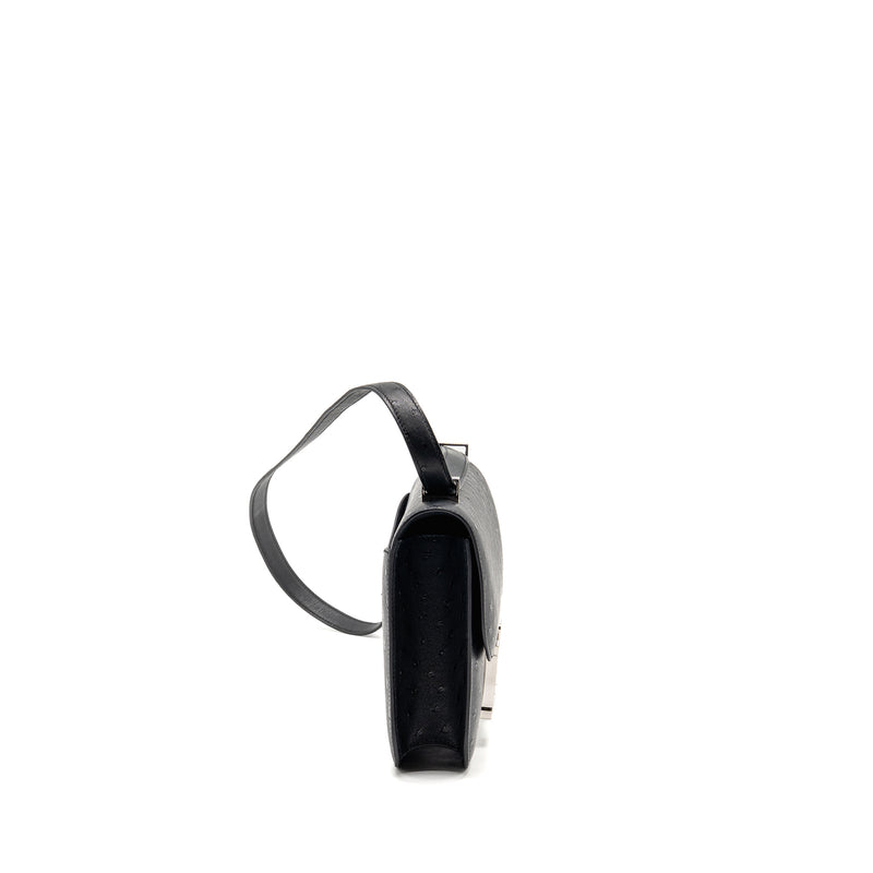 Hermes Constance 24 Ostrich Black SHW Stamp K