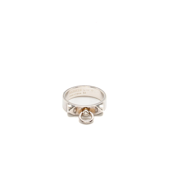 Hermes Size 54 Collier De Chien Ring, Small Model Sterling Silver