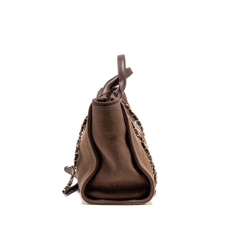 Chanel Deauville tote bag canvas dark brown LGHW (microchip)