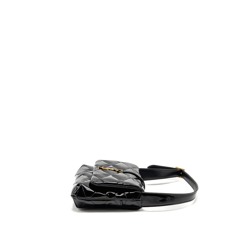 Saint Laurent/YSL LE 5 A 7 Quilted Shoulder Bag Patent Black GHW