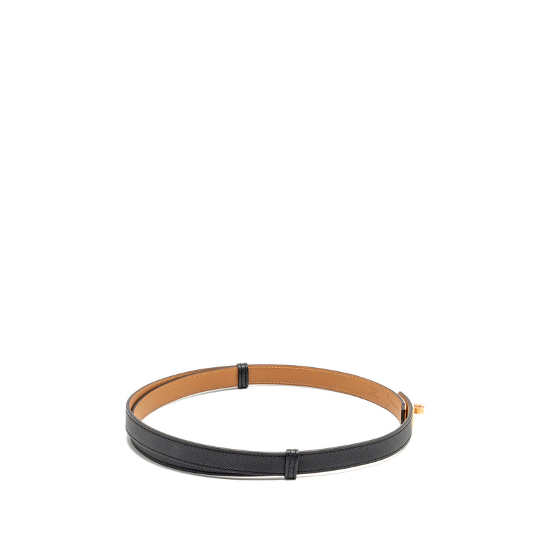 Hermes Kelly 18 Belt Epsom Black RGHW Stamp W