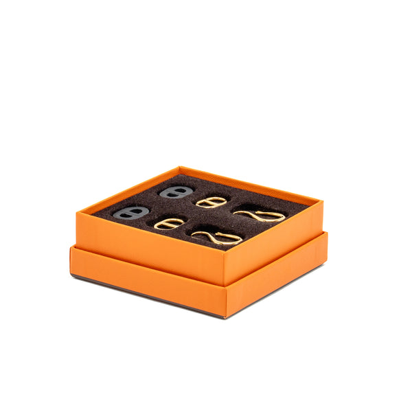 Hermes O’Maillon Earrings Calfskin/Gold Tone